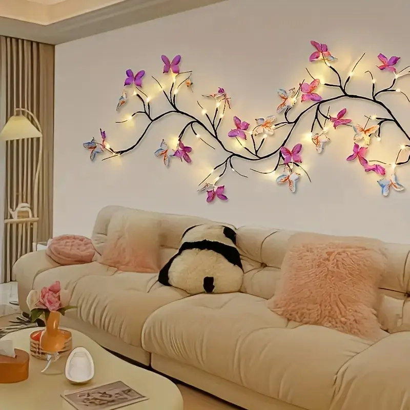 Butterfly Willow Vine Light with 30/54 LED Flexible Branches, Indoor Decorative String Lights, Creative LED Lighting, Ambient LED Lighting, 8 Lighting Modes, Home Wall Decoration, Led Lighted