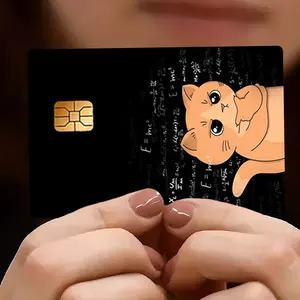 2pcs Thinking Cat Physics Formula Fun Credit Card Stickers, PVC High Quality and Scratch-Resistant Card Decals. Suitable for Credit Cards, Transit Cards, Debit Cards, Keys, and Other Uses. Card Skins to Protect Bank Cards