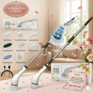 【Mother's Day gift】Electric Spin Scrubber, Cordless Power Scrubber for Bathroom/Shower/Tub/Tile & Grout, 8 Brush Heads, Dual-Speed, Adjustable Extension Handle, IPX7 Waterproof, USB-C Rechargeable Cleaning Tool