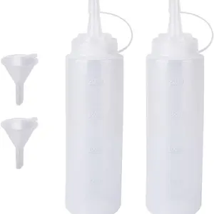 2 Pack 8oz Plastic Sauce Bottle Squeeze Squirt with Cap, Ketchup Dispenser, Leakproof, Easy to Squeeze ,Kitchen Seasoning Utensils