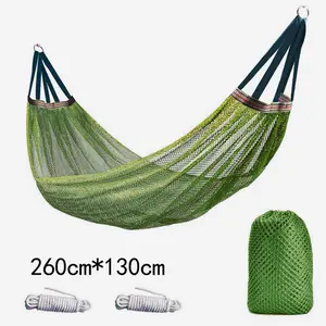 Outdoor hammock with ice silk mesh, swing with curved bars, anti-rollover, for camping and travel
