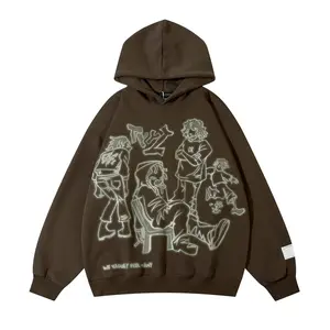 Unisex Cartoon Graphic Hoodie Streetwear Pullover Hooded Sweatshirt Y2K Fashion