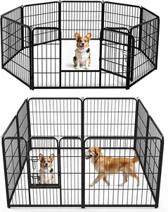 Dog Playpen Indoor Outdoor, 8 or 16 Panel Metal Pet Fence with Door, 23/31/39 Inch Height Portable Exercise Pen for RV Camping, Yard & Home