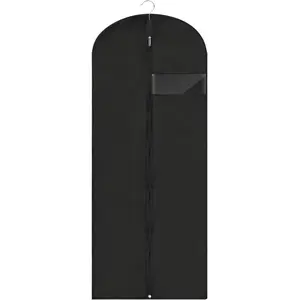 Dress Bags for Gowns Long, 60'' Garment Bags for Hanging Clothes, Suit Bag Cover for Storage and Travel (Black)