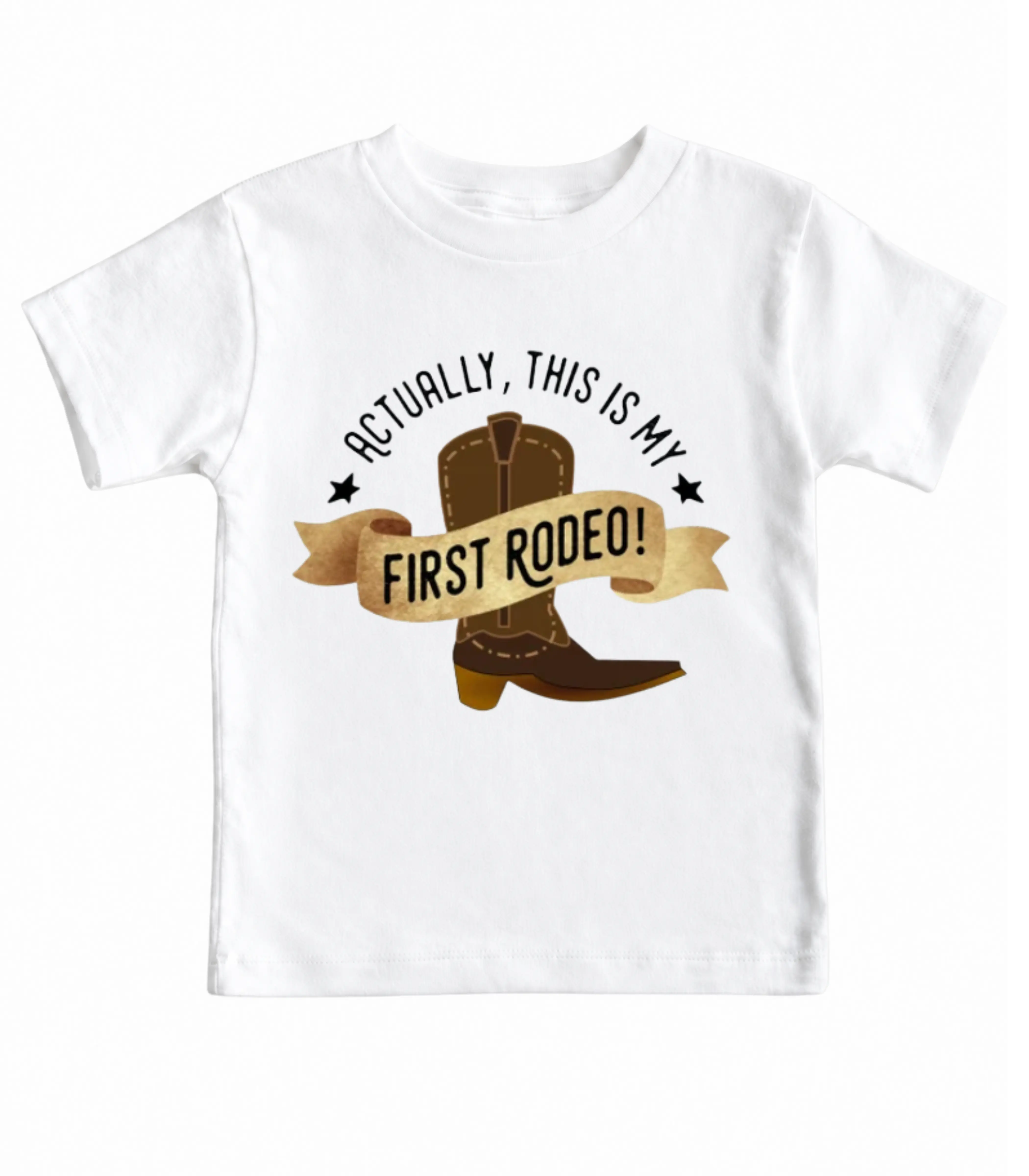 Actually This Is My First Rodeo Toddler T Shirt and Youth Graphic Tee, Vintage Western Cowboy Kids Shirt