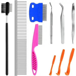 Household daily necessities 10 Pack Flea Comb for Dogs, Stainless Steel Dog Cat Grooming Combs with Rounded Teeth for Remove Fleas Lice Eggs, Tick Removal Tool for Small Pets