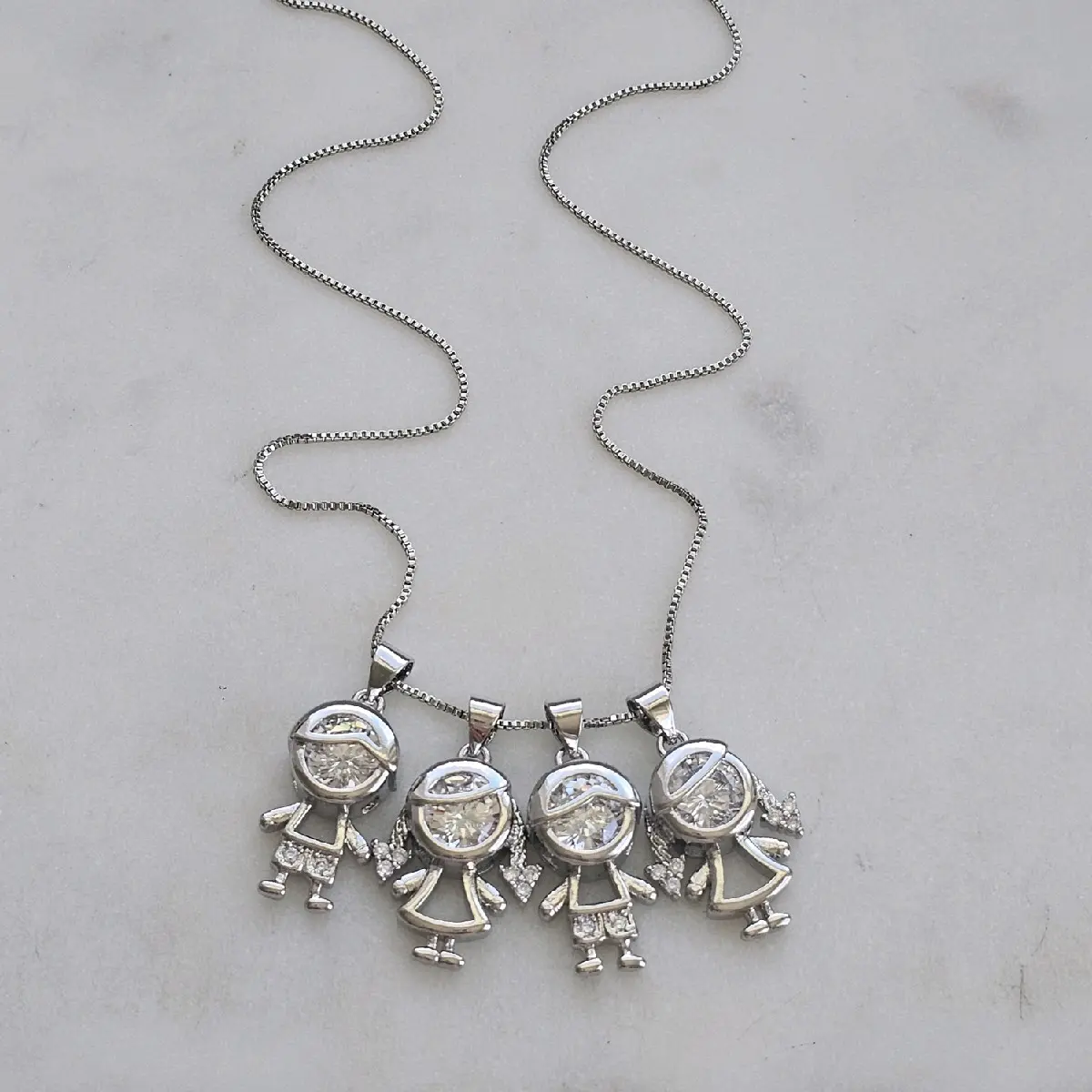 Children's Rhodium Necklace with RH Charm for Girls and Boys - Durable and Comfortable