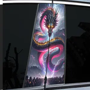 2-Piece Dragon and Lightning Design Pattern Car Decal, Dragon Sticker, Durable Vinyl, Semi-Matte, Easy to Apply - Perfect for Glass and Metal Surfaces, - as well as Decorative Laptops - Helmets - Motorcycles