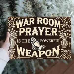 War Room Prayer Is Powerful Weapon Tin Metal Sign - Christian Religious Wall Decor for Home, Office, Church, Inspirational Christian Gifts
