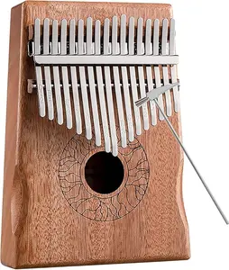 Engravable Mahogany Hollow Kalimba 17 Key for Healing & Custom Gifts | Lotus Design