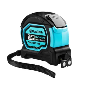 #fathersdaygift DURATECH 25FT Auto-Lock Tape Measure, Easy Read Magnetic Measuring Tape with Fractions 1/8″, Double Sided Measurement Tape with Minimum Scale 1/32″, Magnetic Hook, and Rubber Protective Casing