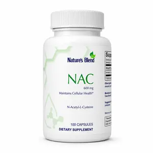 Nature's Blend NAC 600mg, N-Acetyl-L-Cysteine Dietary Supplement, Supports Cellular Health, Non-GMO Gluten-Free Lab Tested, 100 Capsules