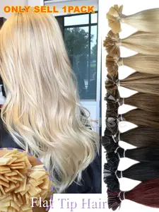 Straight Natural Flat Tip Hair Extensions Human Hair,Keratin Nail Hair Extensions,Hot Fusion Hair Extensions,Easy Installation & Removal, 30g/bag, 50pcs/bag,Multiple Colors for Personal/salon Use