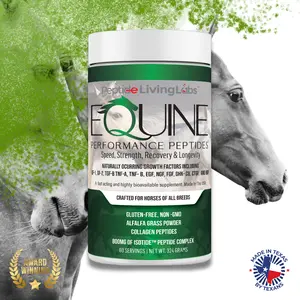 Equine Performance Peptides Healthcare Natural - 18 Essential Amino Acids & 28 Growth Factors for Muscle Growth & Recovery - Gluten-Free Non-GMO Alfalfa Powder - 60 Servings