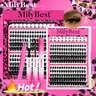 MilyBest Cove Wispy Manga Lash Cluster Kit - Beginner-Friendly Cosmetic DIY Eyelash Extensions, 10-18mm D Curl Mixed Length, Natural Fluffy Lightweight Upper & Bottom Lashes, with Bond, Seal, Glue & Tweezers for Daily Makeup Tutorials,familyfun