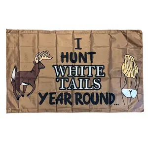 I Hunt White Tails Year Round 3x5Ft Flag Polyester Tapestry for College Dorm Room Decor Banner Outdoor Parties Gifts Banner with 4 Brass Grommets