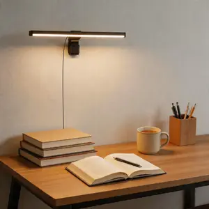 Wall mounted LED eye protection study light with base, adjustable light color, USB charging port, perfect for both studying and eye protection, suitable for makeup tables, dormitory tables, washbasins, living rooms, etc Led Desk Lamp