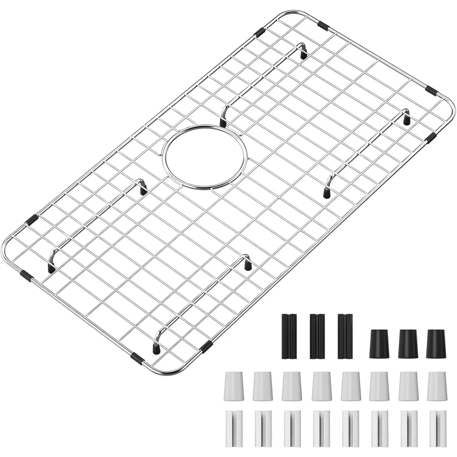 Sink Grid 26" X 14 1/16" Kitchen Sink Bottom Grid Protector Stainless Steel with Rear Drain for Single Bowl Kitchen Sinks