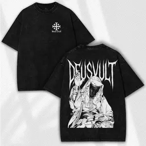 valentine shirts Men's tee Deus Vult Washed Shirt: Vintage Gothic Streetwear – Medieval Crusader Knight Templar Graphic Tee