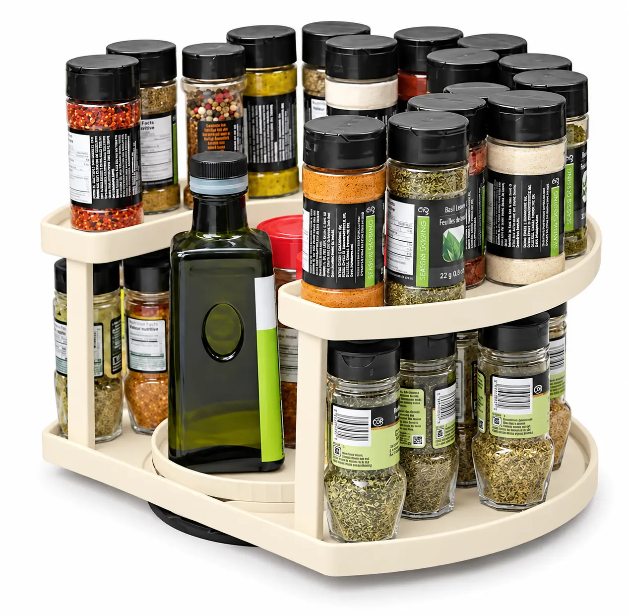 1-Piece Kitchen Rotating Turntable Organiser, 360° Countertop Storage Rack for Spice Bottles, Soy Sauce & Vinegar Bottles(yellow)