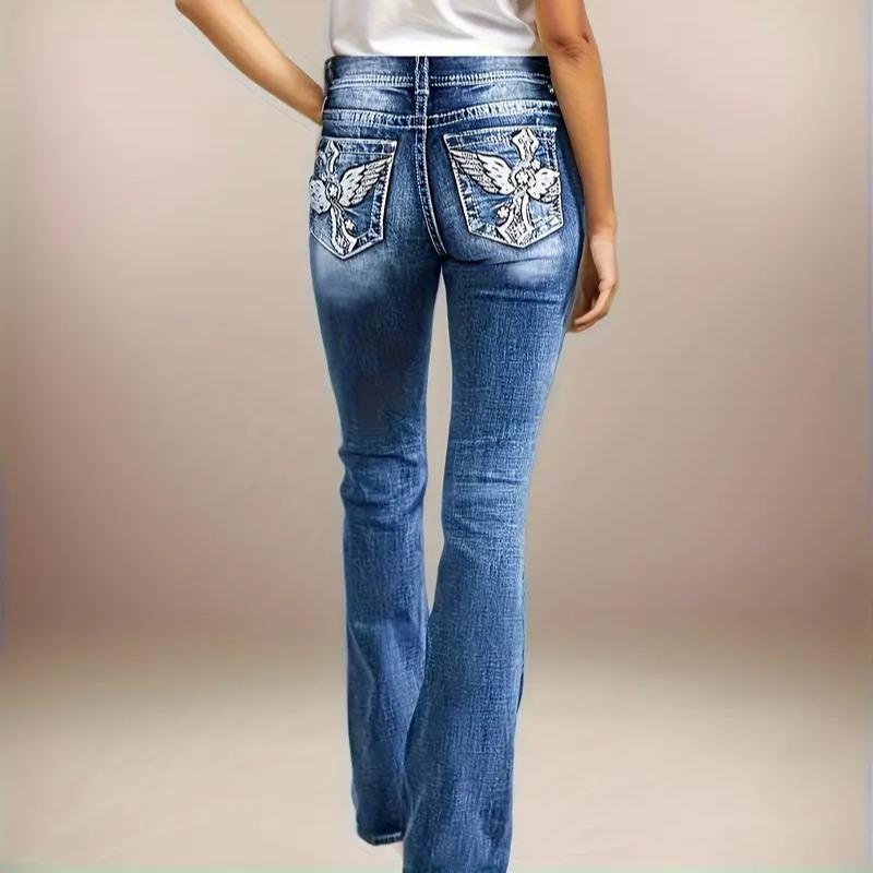 Vintage Aesthetic Wide Waistband Button-Up Fitted Low-Rise Washed Skinny Jeans, Casual Simple Versatile Women's Denim Pants,Casual Distressed Slim Fit Flare Leg Jeans