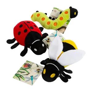 5" Stuffed Garden Bugs Bee, Caterpillar & Ladybug with Card - 12 Pc.