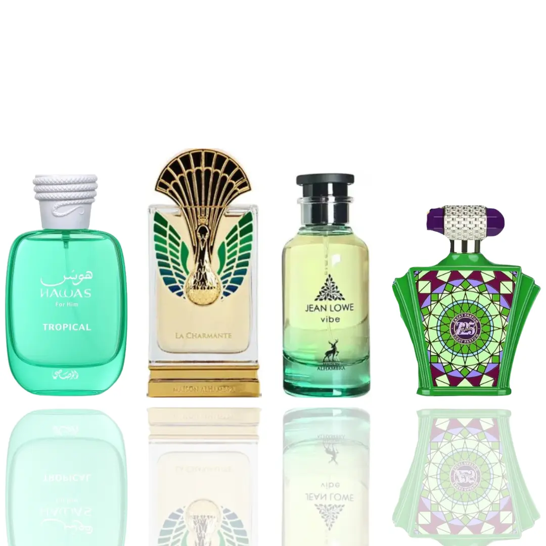 Lattafa Men's 4-Piece Perfume Sets & Fragrances Bundle - Hawas Tropical, Jean Lowe Vibe, Zakat Z25, La Charmante