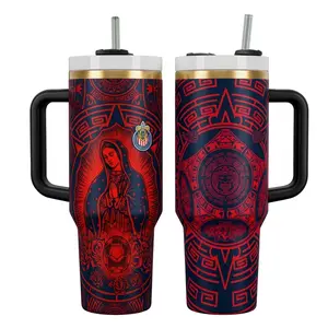 Half Chivas Half Mexico 40oz Tumbler With Handle, 40oz Stainless Steel Tumbler With Handle, Gift for Fan, Leak-Proof and Stylish for Everyday Use