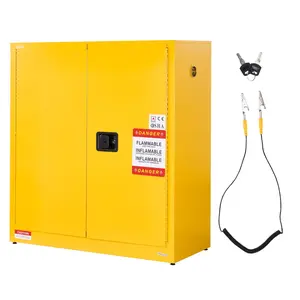 VEVOR Flammable Cabinet, Summervibes,Summervibes, 43.0 x 18.1 x 46.4 Inch, 29 Gallon Flammable Storage Cabinet with Adjustable Shelf, Cold-Rolled and Galvanized Steel Fire Cabinets, for Commercial Industrial Home Use, Yellow