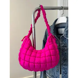 Bubble Texture Ruched Strap Quilted Shoulder Bag