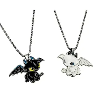 Dragon Matching Necklaces for Couples Lovers Boyfriend Girlfriend Gift Goth Emo Black White Cute