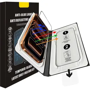 Anti Glare Screen Protector for iPhone 17 Pro(6.3 inches)Blue Light Blocking ,Anti Reflective Military-Grade Shatterproof HD Tempered Glass with Easy Installation Tray,Touch Sensitive,9H,2 Pack