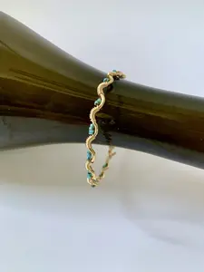 Handmade Turquoise Wire Bracelet – Adjustable, Faux Turquoise, Trendy Jewelry