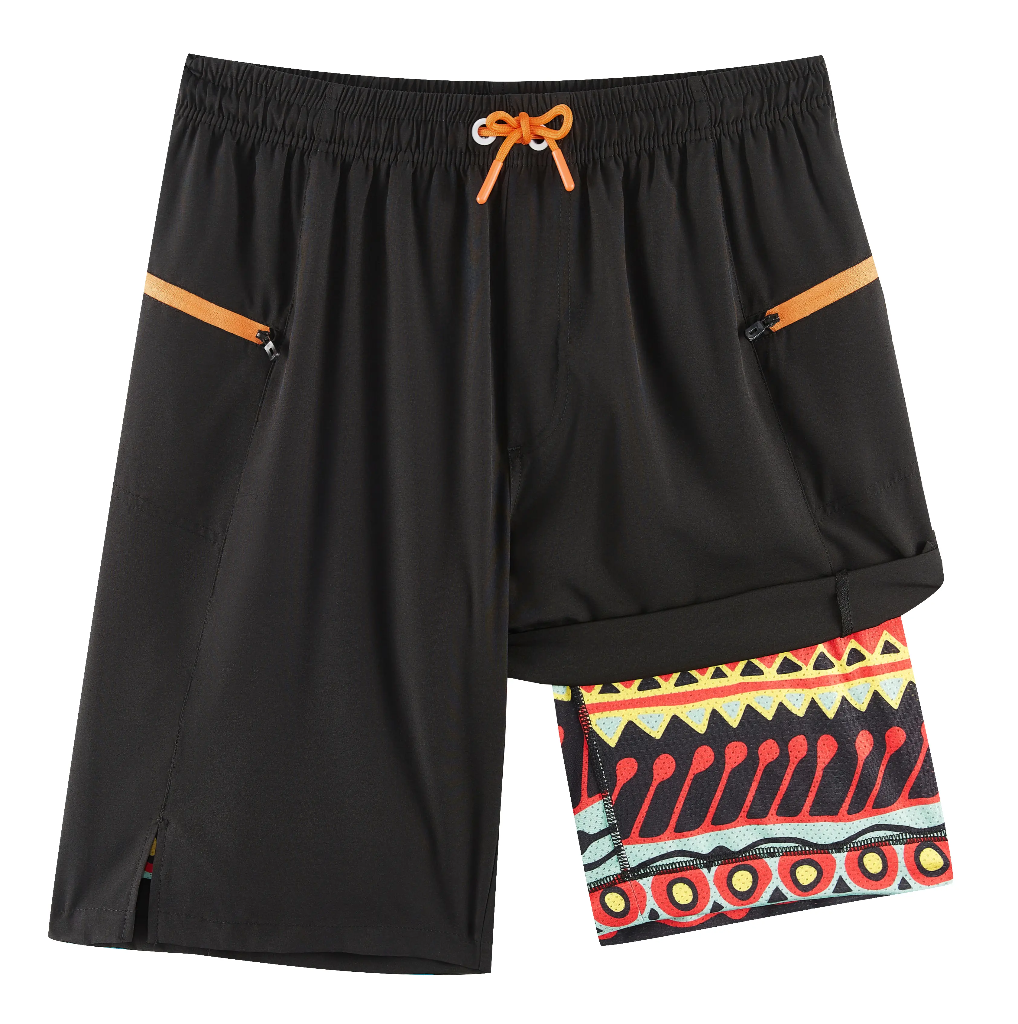 APTRO Men's 2-in-1 Compression Liner Swim Trunks - 9" Solid Quick-Dry Above-the-Knee Board Shorts with Dual Zipper Pockets, Phone Pocket, Ideal for Surfing, Swimming, Outdoor Sports