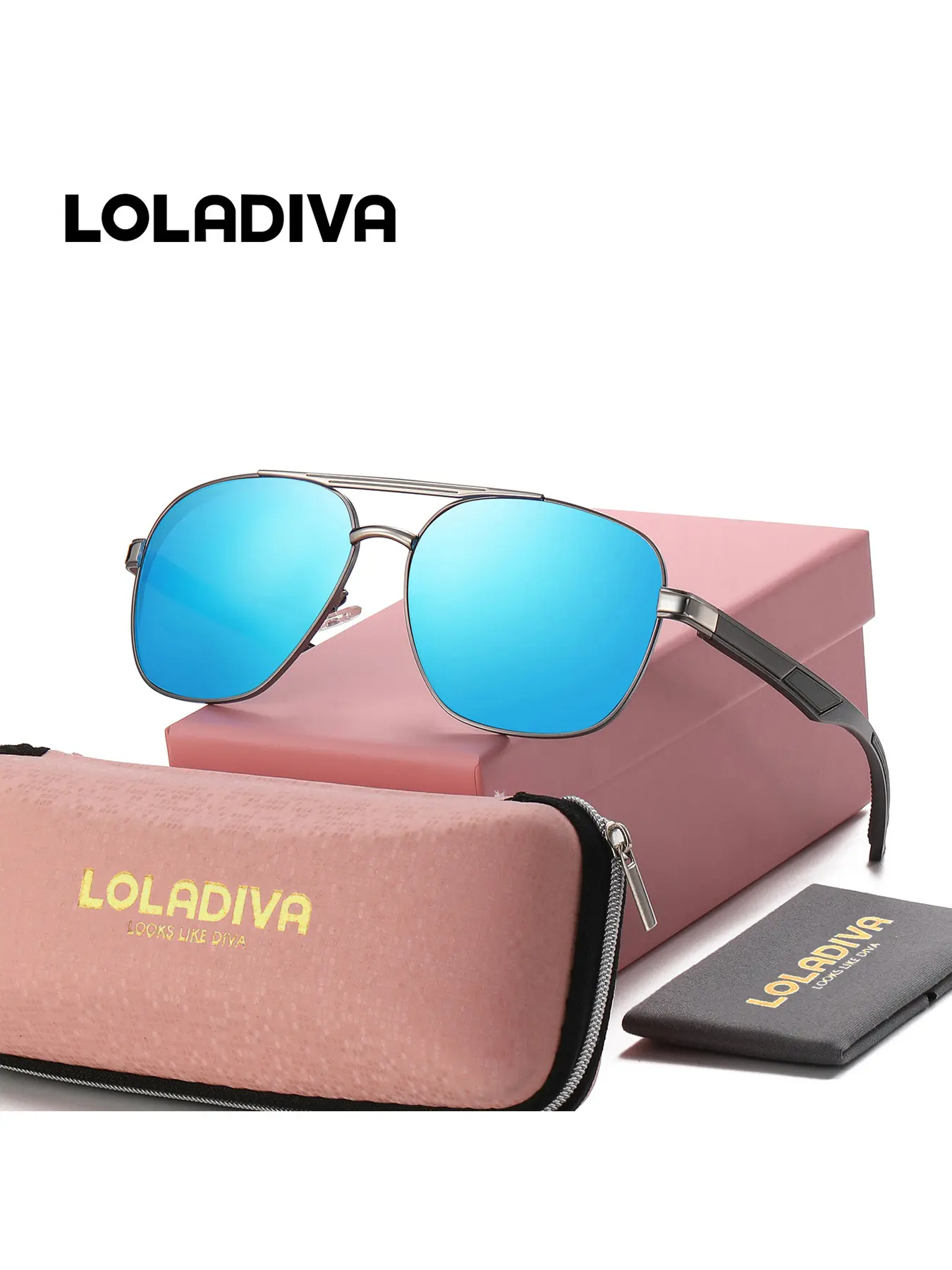 LolaDiva 1 Piece Unisex Travel Friendly  Full Frame Sunglasses Easy To Wear Rectangular Frame Sunglasses UV400