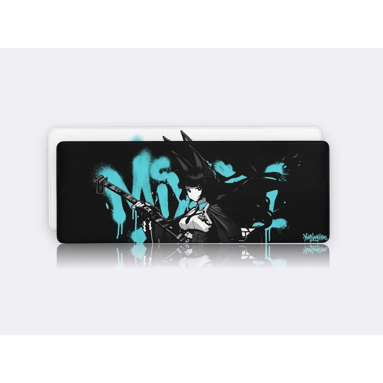 Hoshimi Miyabi ZZZ Gaming Mousepad, Zenless Zone Zero Desk Mat, Black White Anime Large Alcala