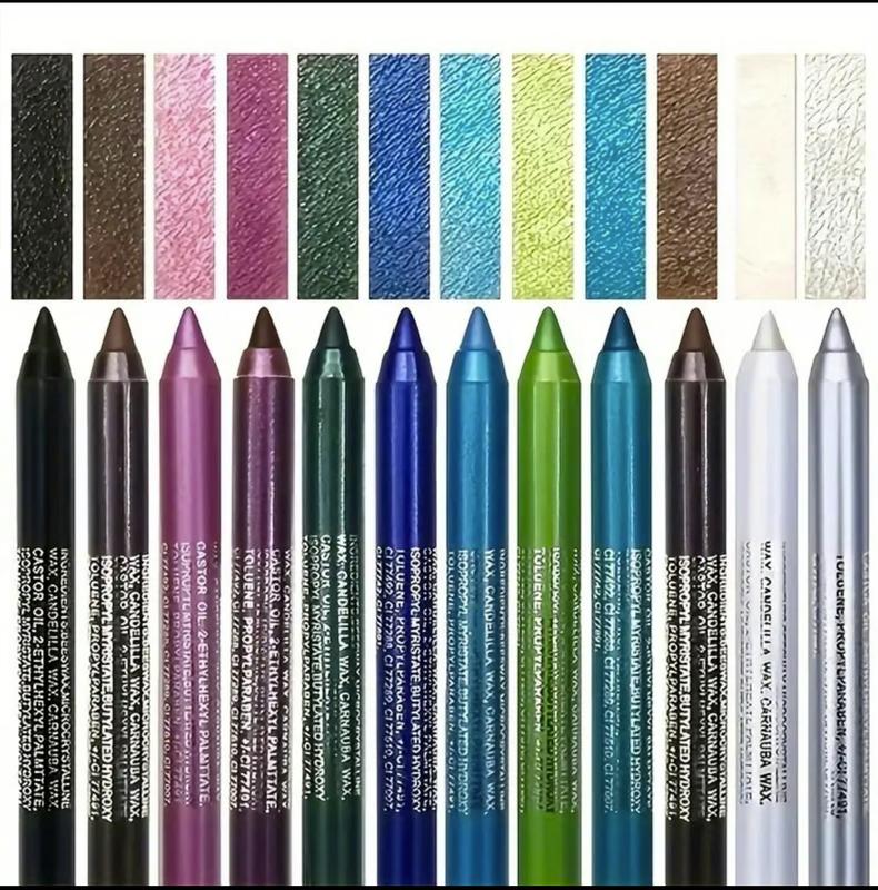 12 Color Eyeliner Shades Pen, High Color Pearl Gloss Finish, Smoked Punk Gothic Eyeliner Pen, Back To School，cosmetics，Valentines Gift Mother's Day Gift ，birthday present，Women's gifts Lip Lacquer Lipliner Matte Glitter Makeup Smooth Metallic