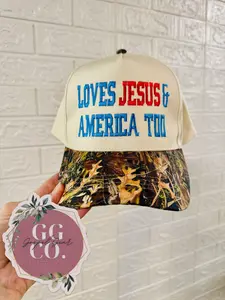 Loves Jesus And America Too Embroidered Hat