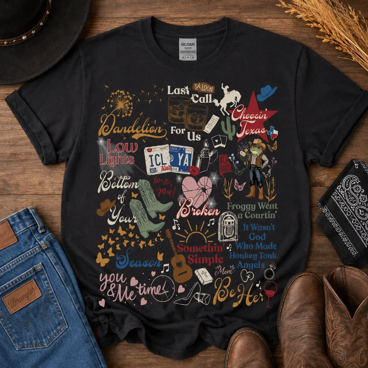 Vintage Country Music Graphic Tee, Retro Western Concert Collage Shirt