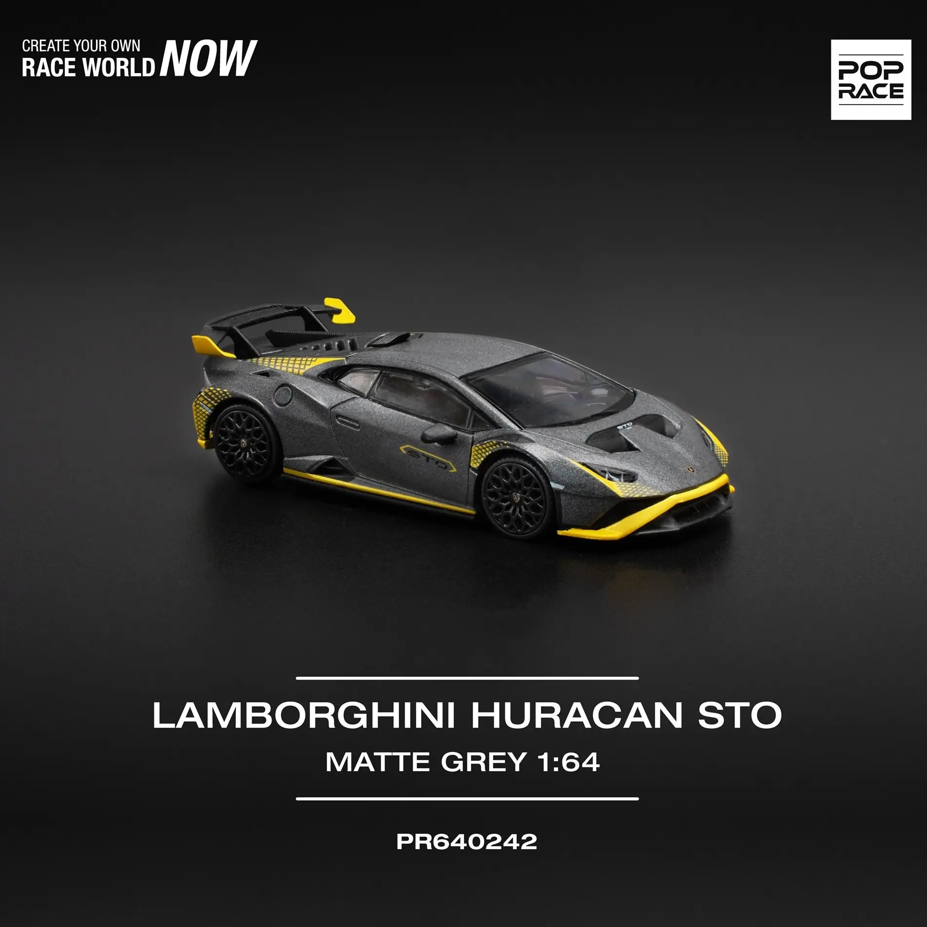 Lamborghini Huracán STO Pop Race 1:64 Matte Grey | Diecast Model Hot Wheels Alternative
