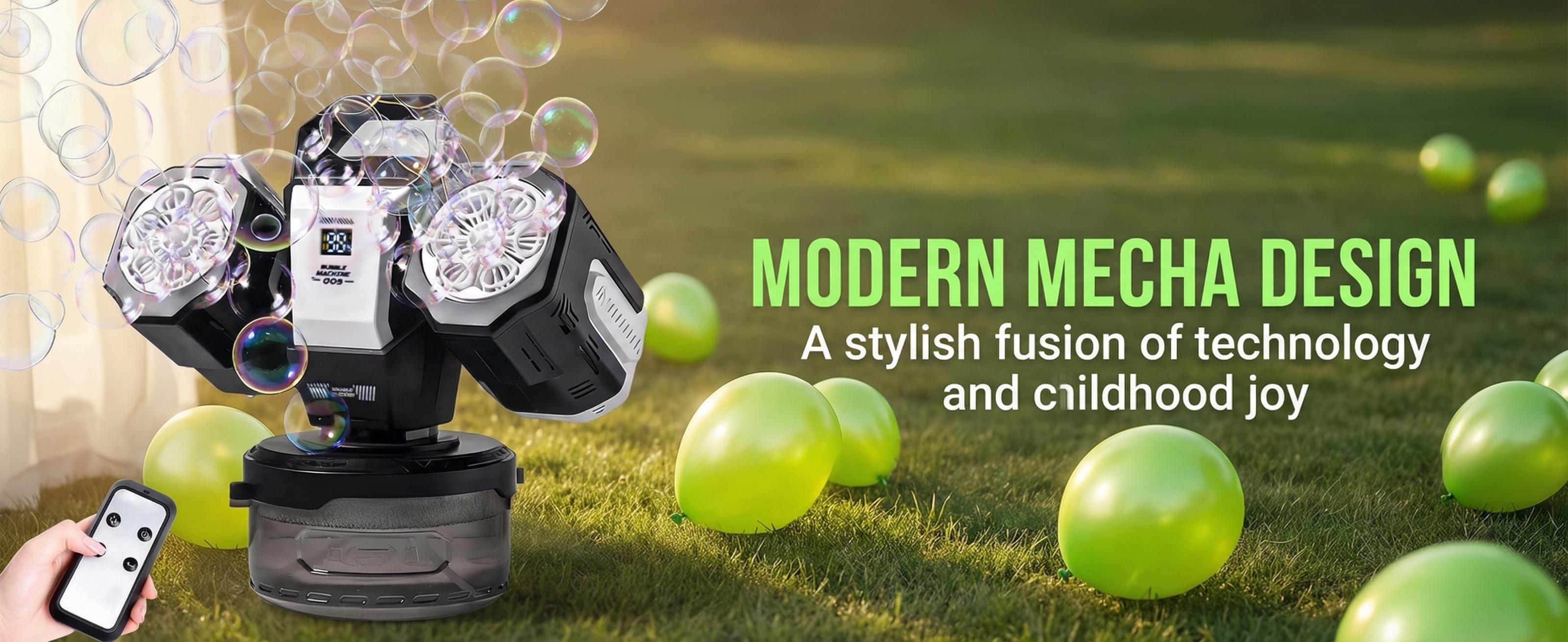 Dual-Head Handheld Party Bubble Maker for 8+ Years, Wireless Remote Control, 3.7V Rechargeable Lithium-Ion Battery, RGB Lighting, 360° Auto Rotation, 30000 Bubbles/Min, Wedding & Outdoor Play, Handheld Bubble Maker