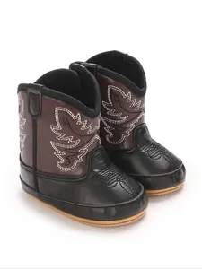 Baby's Patchwork Embroidering Design Boots, Casual Comfortable Non-slip Soft Sole Walking Shoes for Fall & Winter, Newborn Infant Toddler Shoes, Walking Shoes Babies