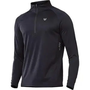Men's Quarter Zip Pullover Athletic Running 1/4 Zip Long Sleeve Pullovers Quick Dry Lightweight Tennis Gym Shirts