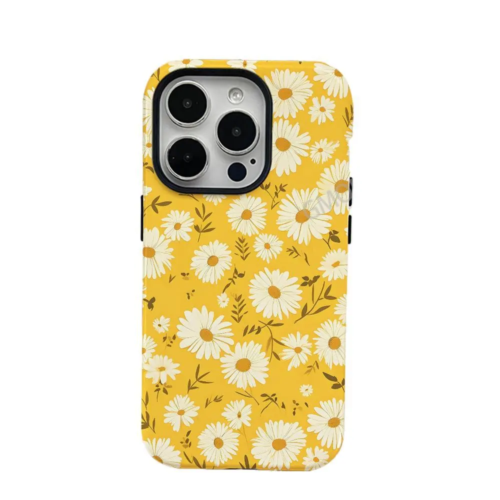 Yellow chrysanthemum phone case Cover for iphone 17 pro max 16 Plus 15 14 13 12 11 Plus Fashion Trendy Anti-Stain Durable Lightweight Protection Shockproof Matte Texture Elegant Luxury Gift High-Quality New Product, New Year's Best Choice