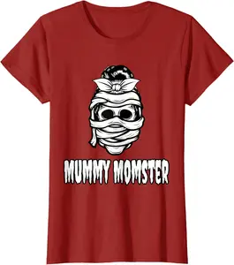Womens Momster Halloween Mummy Mom-ster Halloween Skull Mom Head T-Shirt - Kalecarroll Shop 57B09HPD3B1Y