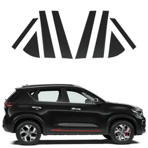 For Kia Sonet 2021-2024, Glossy Black Car Door Window Pillar Center Post Trim Stickers