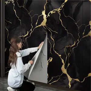 1 Roll 23.62 * 118.11 2.5mm Thickness Marble Self-adhesive Wallpaper - Tear off Adhesive Countertop - Waterproof self-adhesive marble surface effect - Bathroom/kitchen/office floor - Easy to clean, suitable for marble kitchen/bathroom