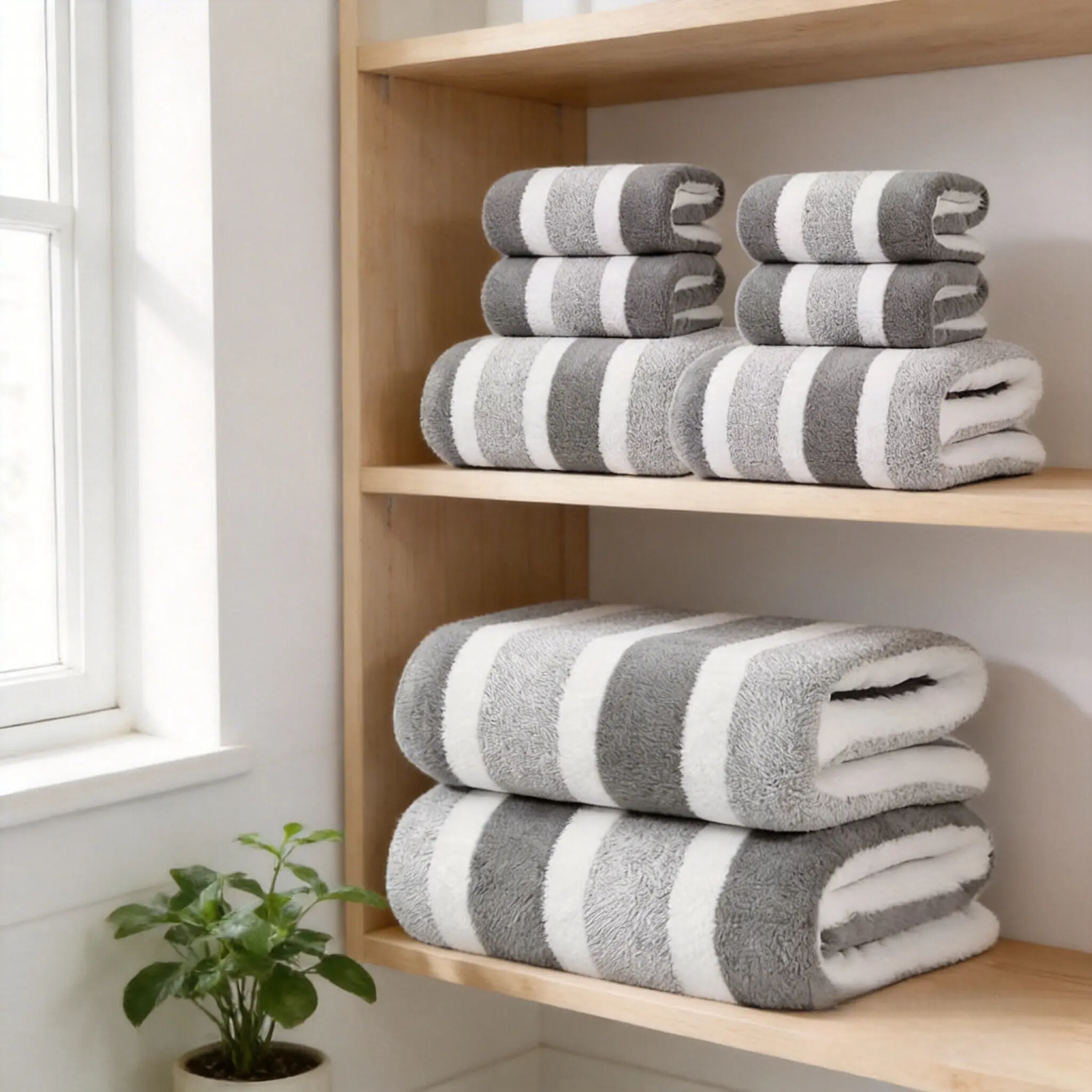 Luxury 8-Piece Bath Towel Set, Soft Plush Modern Quick-Dry Water-Absorbent Towels for Home & Guest Bathroom Use