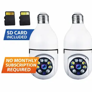 Sight Bulb Security Camera 2-Pack with SD Card Two Way Talk 1080p HD Video WiFi Smart Indoor Outdoor Night Vision 360 Degree Motion Detection Easy Install Free App