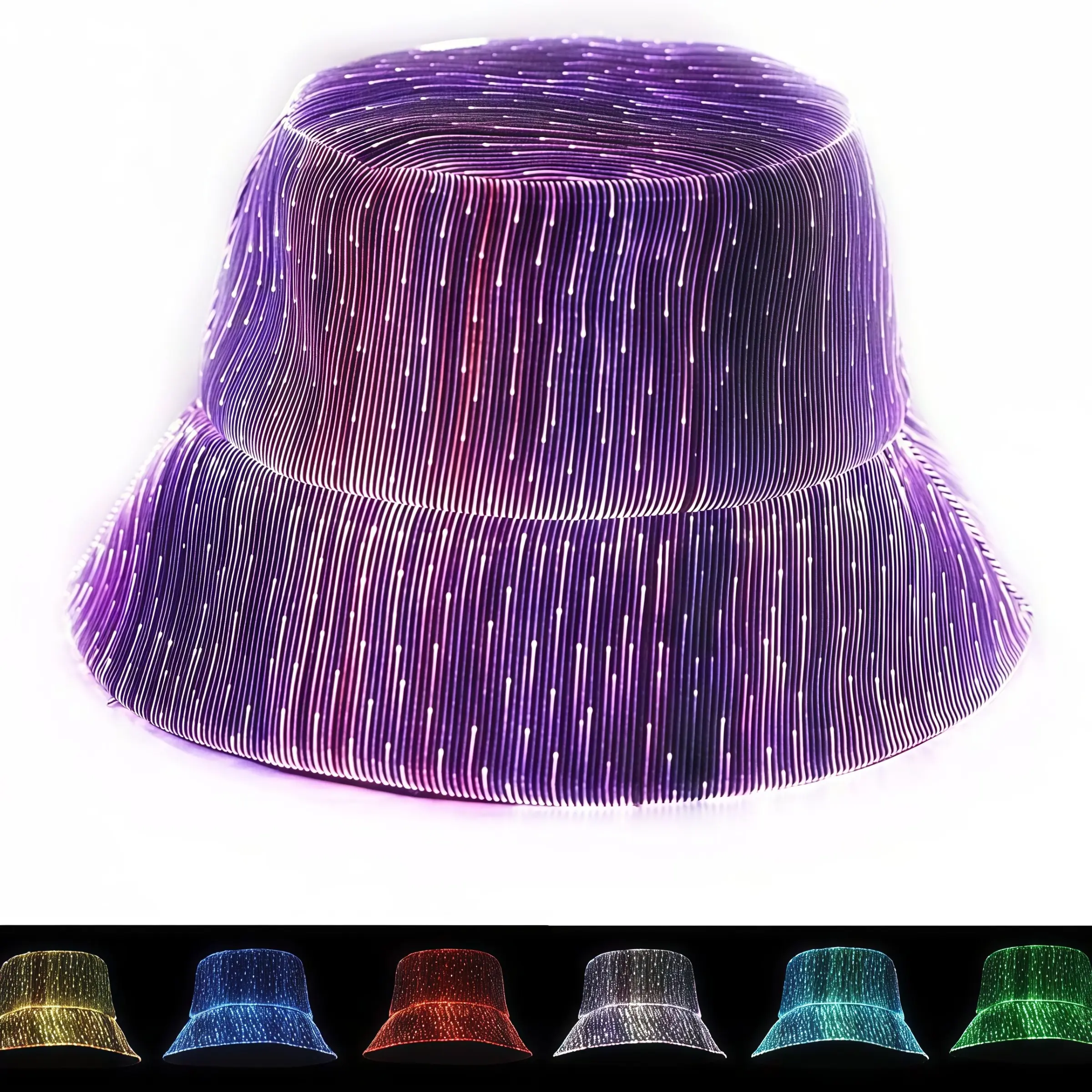 LED Bucket Hat with 7 Color Lights and 4 Flash Modes, USB Rechargeable Glow in the Dark Party Cap Led Hats for Edm Festivals, Great Gift Idea, Party Event Props, Party Supplies, Party Accessories